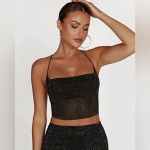 Meshki Strappy Diamonte Top Black